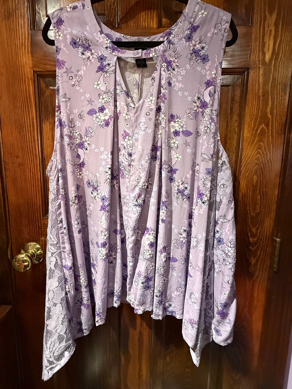 Disney Lavender little Mermaid Floral Sleeveless Tunic
